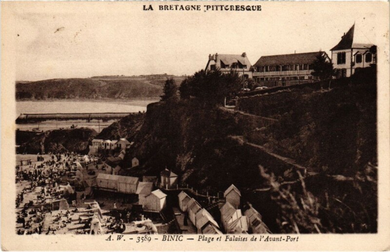 Carte postale ancienne Binic Plage et Falaises de l'Avant-Port