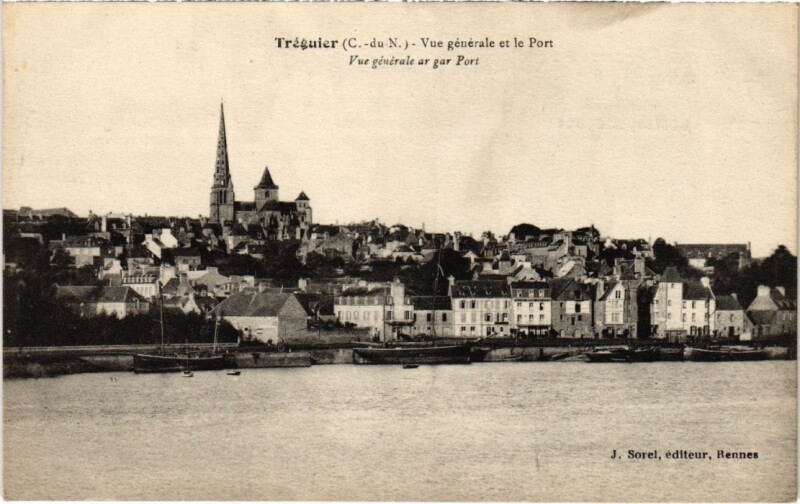 Carte postale ancienne Treguier Vue Generale et le Port