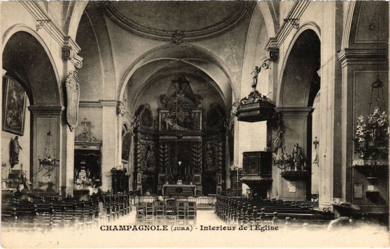 Carte postale ancienne Champagnole Interieur de l'Eglise à Champagnole
