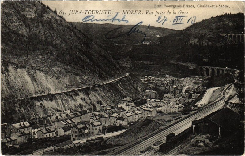 Carte postale ancienne Morez vue prise de la Gare
