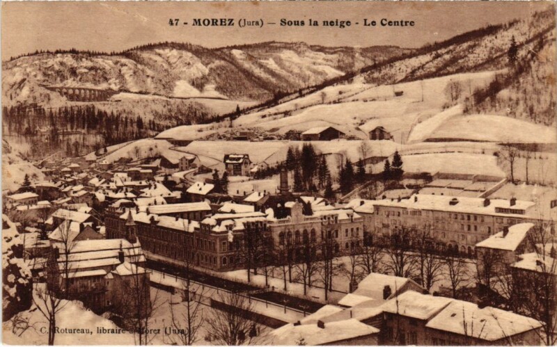 Carte postale ancienne Morez Sous la neige , Le Centre