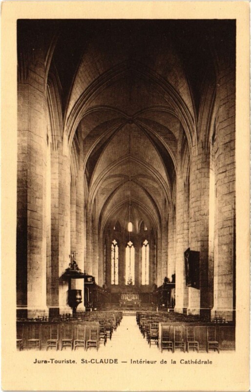 Carte postale ancienne Saint Claude Interieur de la Cathedrale à Saint-Claude