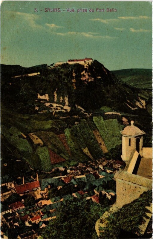 Carte postale ancienne Salins les Bains vue prise du Fort Belin à Salins-les-Bains