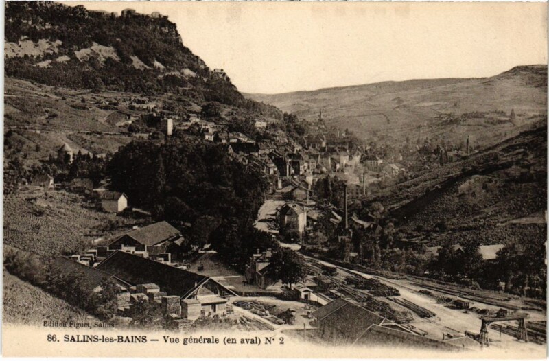 Carte postale ancienne Salins les Bains vue generale à Salins-les-Bains