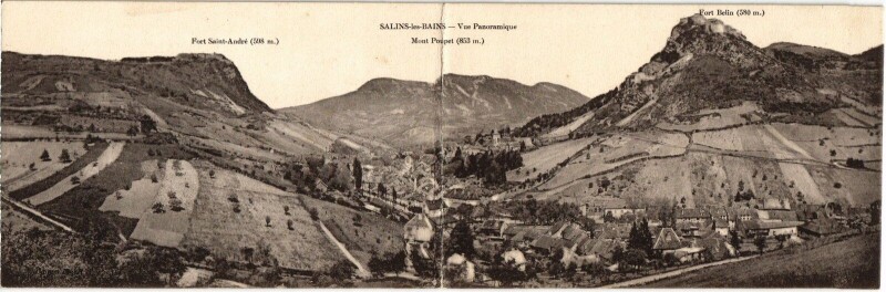 Carte postale ancienne Salins les Bains vue panoramique à Salins-les-Bains