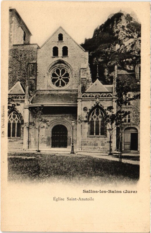Carte postale ancienne Salins les Bains Eglise Saint-Anatoile à Salins-les-Bains
