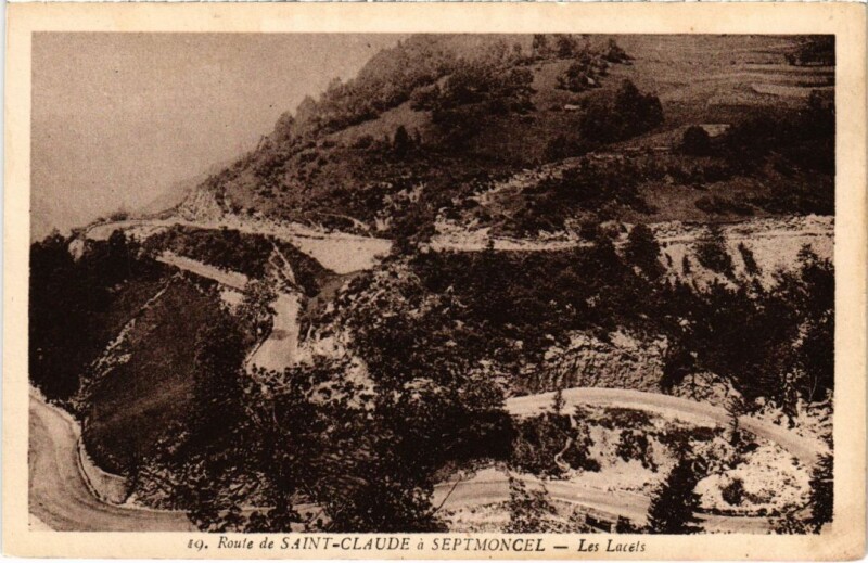 Carte postale ancienne Route de Saint-Claude a Septmoncel, Les Lacets à Saint-Claude