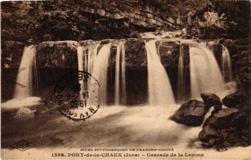 Carte postale ancienne Pont de la Chaux Cascade de la Lemme