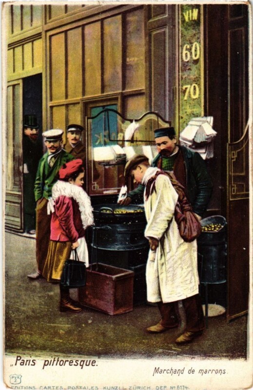 Carte postale ancienne Paris Petits Metiers Le Marchand de marrons