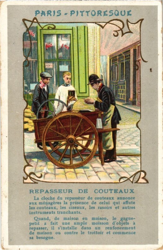 Carte postale ancienne Paris Petits Metiers Repasseur de couteaux