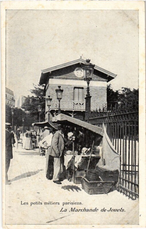 Carte postale ancienne Les petits métiers parisiens - La Marchande de Jouets à Paris 19e