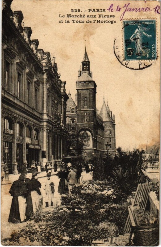 Carte postale ancienne Paris Petits Metiers Marche aux Fleurs