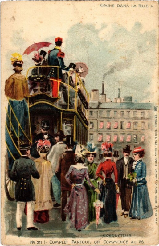Carte postale ancienne Paris dans la Rue Conducteur d'omnibus à Paris