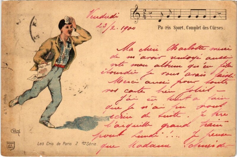 Carte postale ancienne Paris Petits Metiers Les Cris de Paris 2. 1ere serie