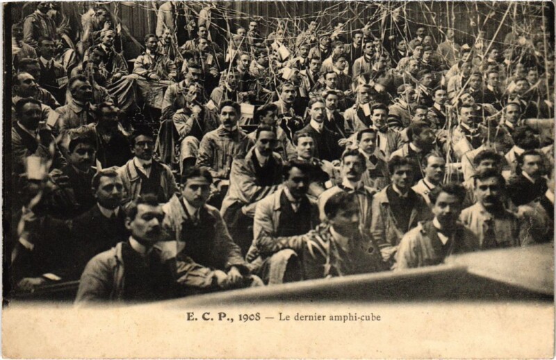 Carte postale ancienne Paris 3e Ecole Centrale 1908 Le dernier amphi-cube à Paris 3e