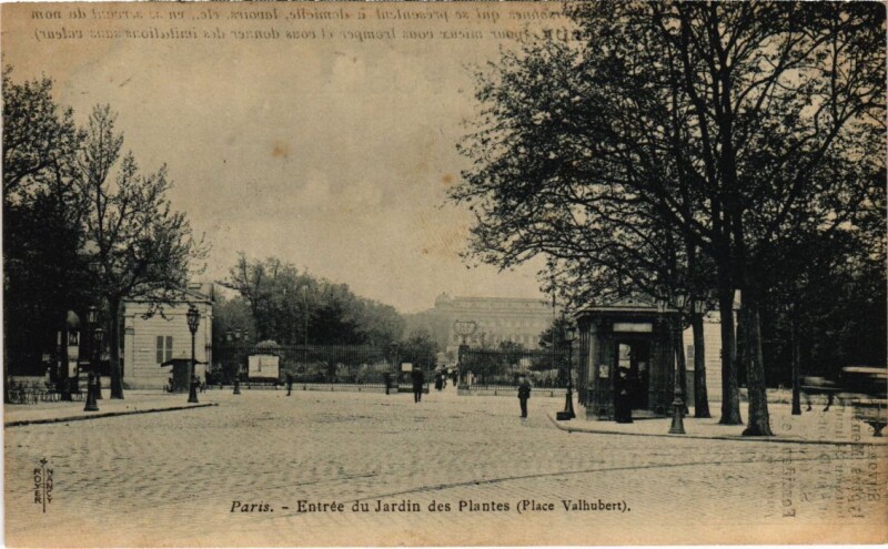 Carte postale ancienne Paris 5e Jardin des Plantes Entrée Place Valhubert à Paris 5e