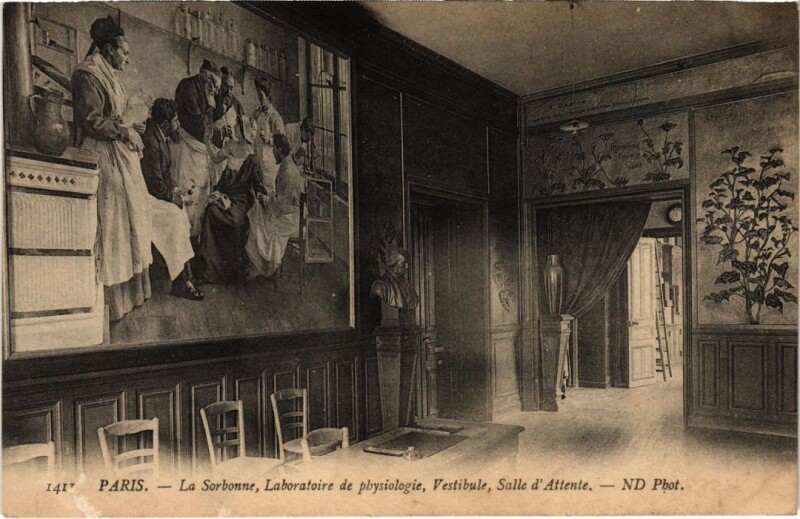 Carte postale ancienne Paris 5e la Sorbonne laboratoire de physiologie Vestibule à Paris 5e