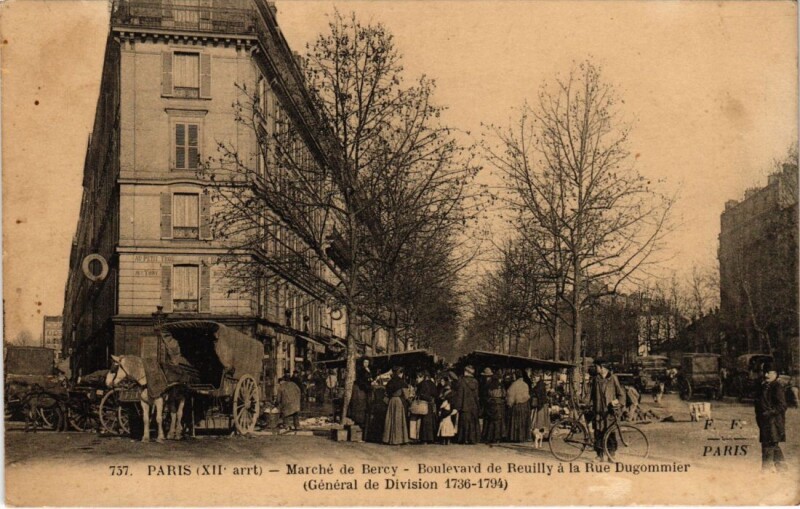 Carte postale ancienne Paris 12e Marche de bercy Bd de Reuilly F. Fleury à Paris 12e