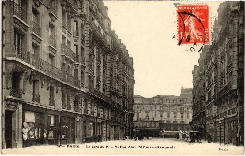 Carte postale ancienne Paris 12e Gare de Lyon Rue Abel F. Fleury à Paris 12e
