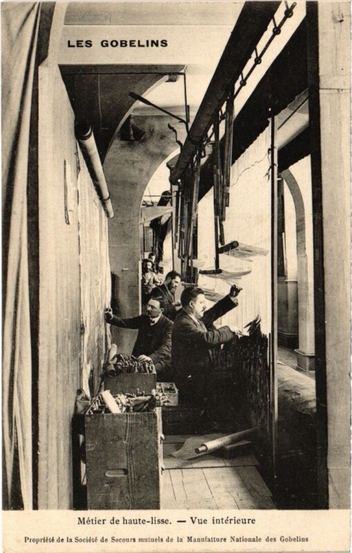 Carte postale ancienne Paris 13e les Gobelins Metier de haute-lisse à Paris 13e