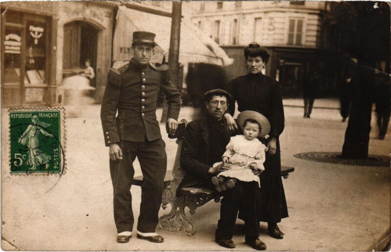 Carte postale ancienne Paris 13e carte photo famille parisienne Avenue d'Italie à Paris 13e
