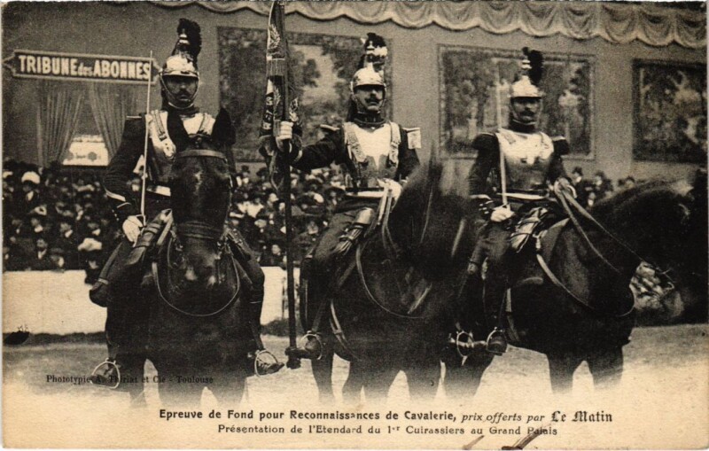 Carte postale ancienne Paris 8e Epreuve de Fond pour reconnaissances de Cavalerie à Paris 8e