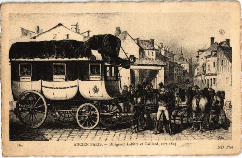 Carte postale ancienne Ancien Paris Diligence Laffitte et Caillard vers 1825 Transport