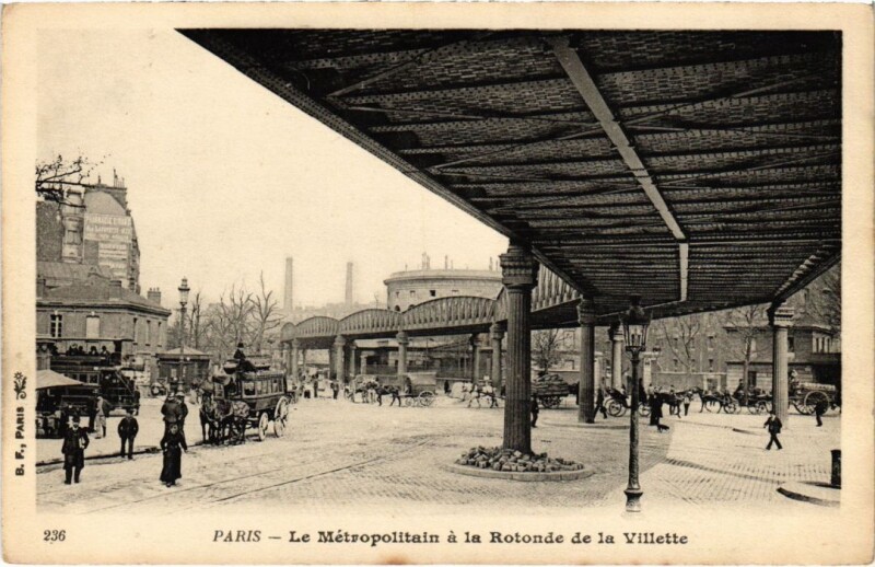Carte postale ancienne Le Métropolitain à la Rotonde de la Villette à Paris 19e
