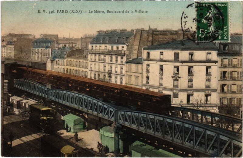 Carte postale ancienne Le Métro, Boulevard de la Villette à Paris 10e
