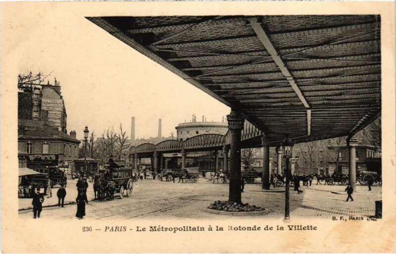 Carte postale ancienne Le Métropolitain à la Rotonde de la Villette à Paris 19e