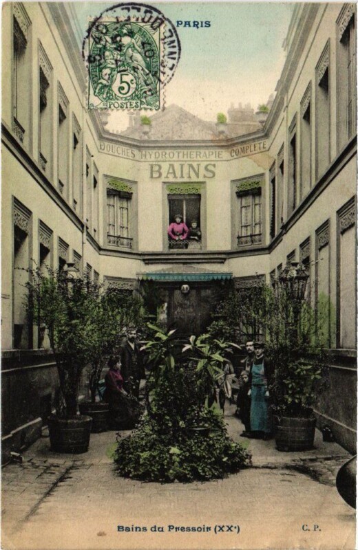 Carte postale ancienne Bains du Pressoir à Paris 20e