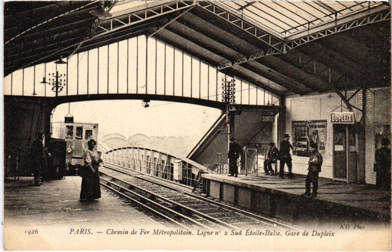 Carte postale ancienne Chemin de Fer Métropolitain - Ligne n°2 Sud Etoile-Italie - Gare de Dupleix à Paris 15e