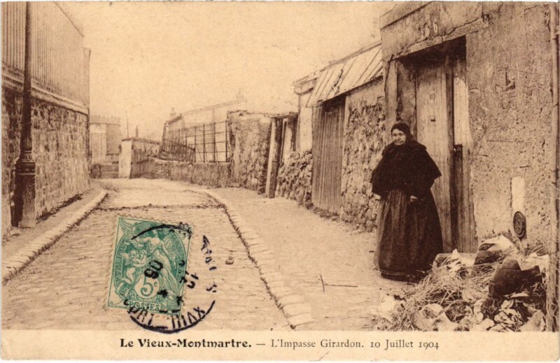Carte postale ancienne Montmartre - L'Impasse Girardon à Paris 18e