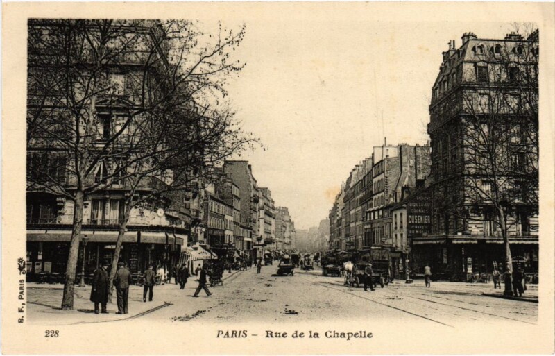 Carte postale ancienne Rue de La Chapelle à Paris 18e