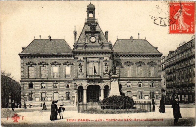 Carte postale ancienne Tout Paris 498 19e La mairie