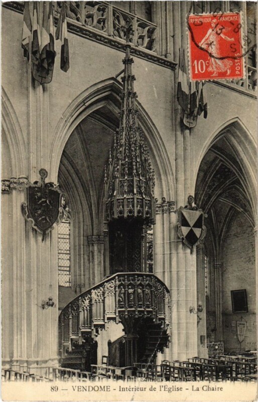 Carte postale ancienne Vendome Interieur de l'Eglise France