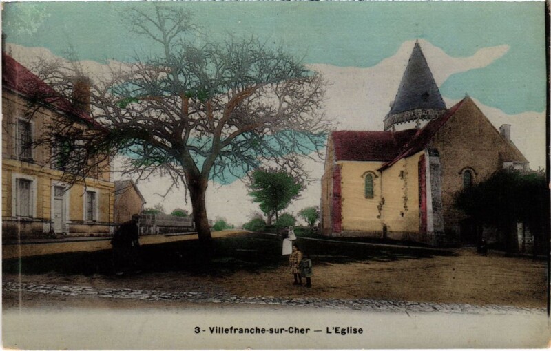 Carte postale ancienne Villefranche s Cher L'Eglise France