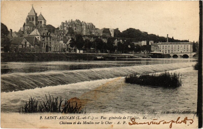 Carte postale ancienne Saint-Aignan Vue Generale de l'Eglise France à Saint-Aignan