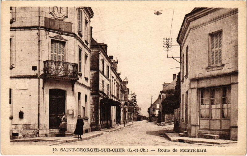 Carte postale ancienne St.Georges sur Cher Route de Montrichard France