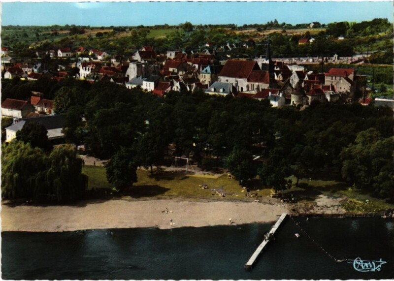 Carte postale ancienne Mennetou sur Cher La Plage, Vue aerienne France à Mennetou-sur-Cher