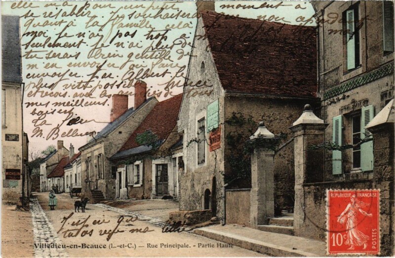 Carte postale ancienne Villedieu-en-Beauce Rue Principale France