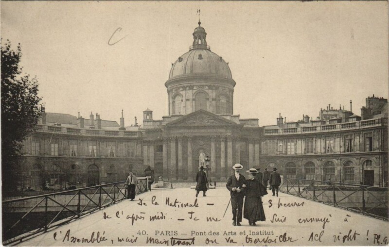 Carte postale ancienne Paris 6e Pont des Arts et Institut