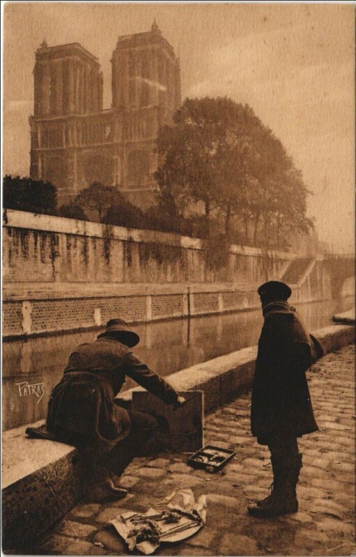 Carte postale ancienne Paris 6e Le Long de la Seine Peintres
