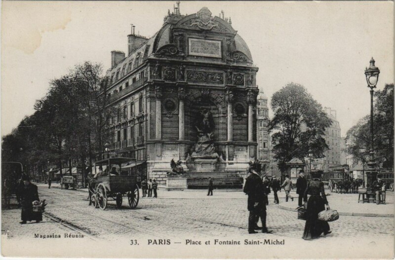 Carte postale ancienne Paris 6e Fontaine Saint-Michel