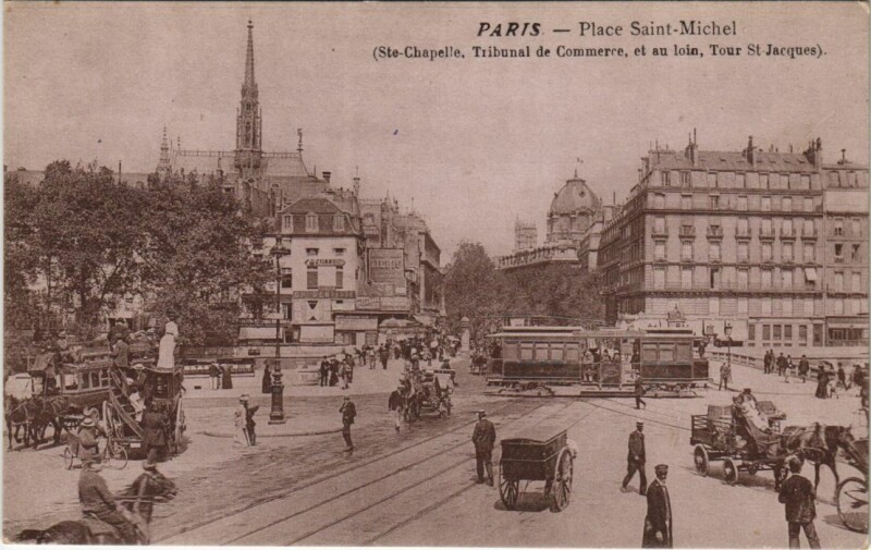 Carte postale ancienne Paris 6e Place Saint-Michel