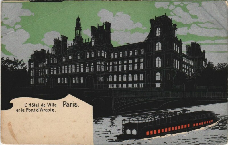 Carte postale ancienne Paris 4e Hotel de Ville by night