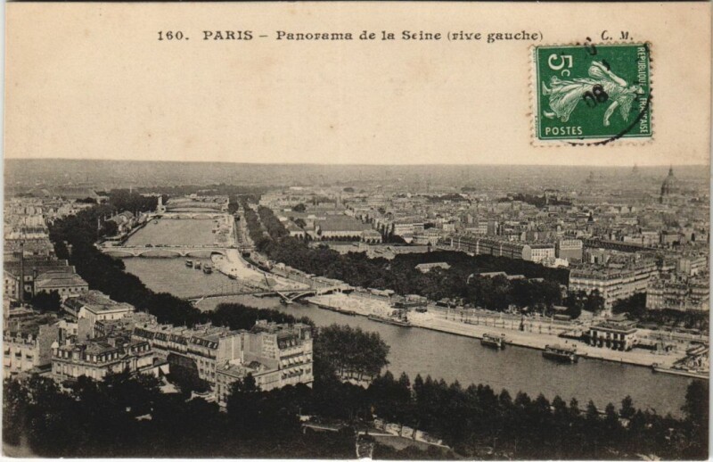Carte postale ancienne Paris 7e Panorama de la Seine