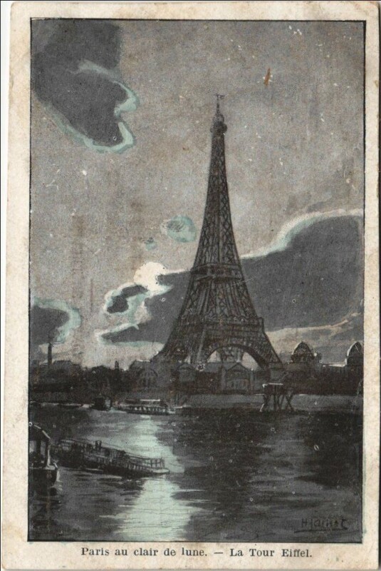 Carte postale ancienne Paris 7e Tour Eiffel au clair de lune à Paris 7e
