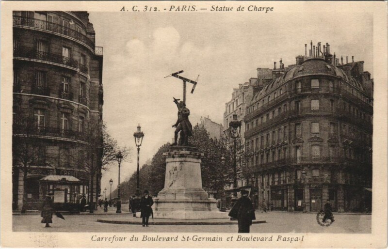Carte postale ancienne Paris 7e Bd Saint-germain et Bd raspail
