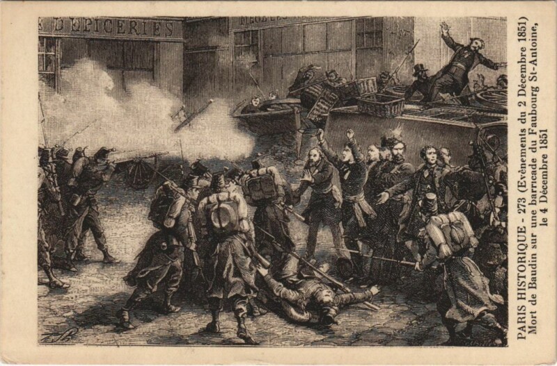 Carte postale ancienne Paris 12e Morte de Baudin La Commune